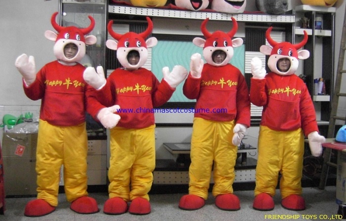 Red bull mascot costume, Red bull animal mascot costume