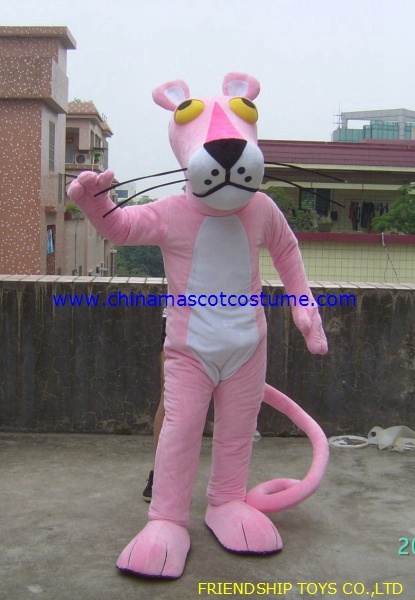 Pink leopard character mascot costume