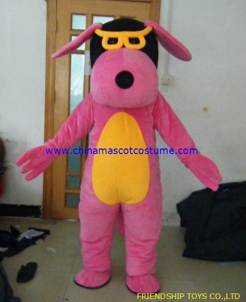Dog mascot costume with glasses