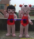 Little girl and boy mascot costume