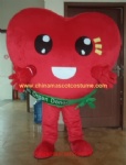 Green ribbon red heart mascot costume