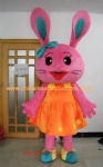Pink rabbit character mascot costume