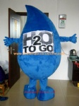 Water drip mascot costume with company logo