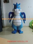 Blue dragon plush mascot costume