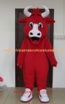 Red bull character mascot costume,benny the bull mascot costume