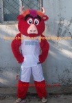 Red bull animal mascot costume,Benny the bull mascot costume