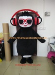 Black monkey with earphone fur mascot costume