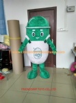 Green pill cartoon mascot costume