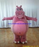 Madagascar pink hippo mascot costume