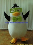 Madagascar penguin with eyeglasses mascot costume