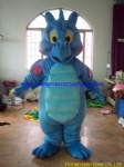 Blue dragon cartoon character mascot costume