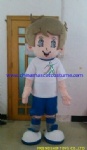 Handsome boy moving mascot costume