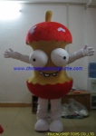 Eaten apple food mascot costume