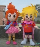 Boy and girl human mascot costume