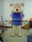 Blue dress teddy bear mascot costume